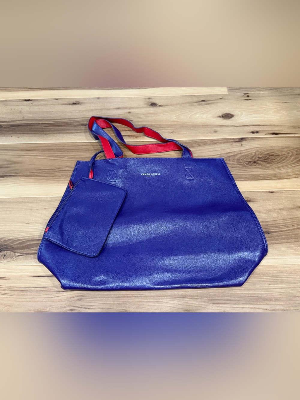 Campo Marzio Violet Tote with Red Strap Accents